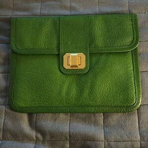 Green JUICY COUTURE Pebbled Leather Gemlock iPad Sleeve Clutch